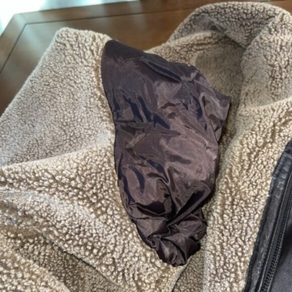 J Ashford Brown Leather Jacket Sherpa Lined Full Zip Large - Picture 9 of 9